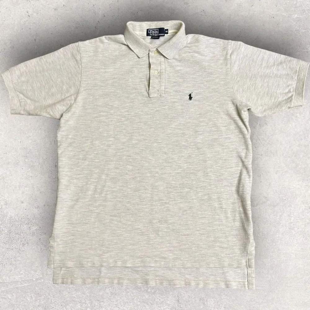 Vintage Polo Ralph Single Stitch Men's Polo Shirt Light Gray USA MADE Oversized‎